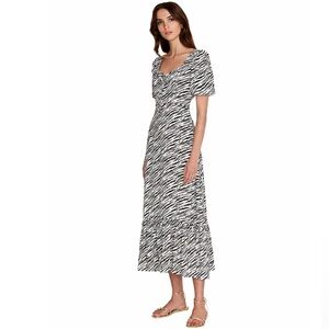 Faithfull the Brand Marie Louise Midi Dress Blance Animal Print Size 4 NWT